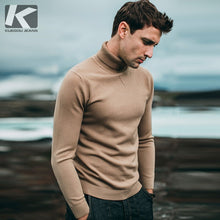 Load image into Gallery viewer, KUEGOU 2019 Autumn Plain Black Turtleneck Sweater Men Pullover Casual Jumper For Male Brand Knitted Korean Style Clothes 89002